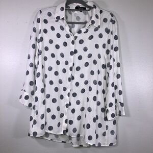 Sidney USA S Black White Polka Dot Button Up Oversized Pockets